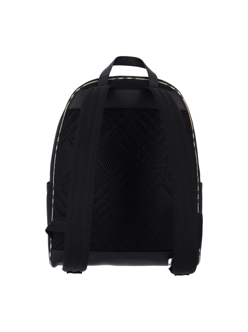 Burberry Black Fabric Check Detail Backpack