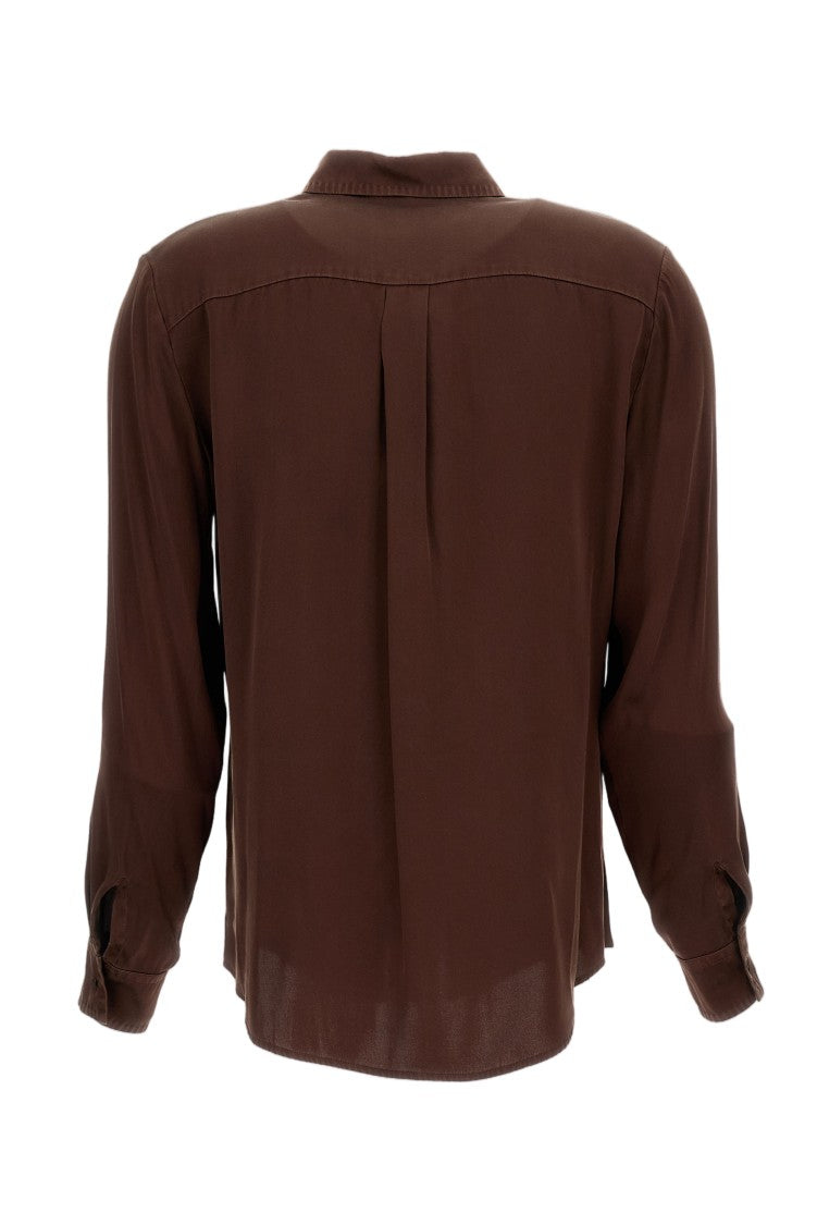 Q-Wins Long-Sleeve Brown Shirt With Classic Collar