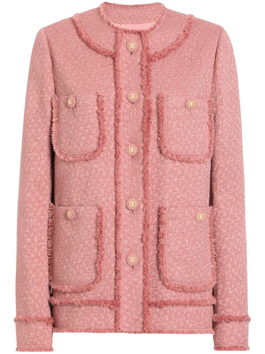 Dolce & Gabbana Textured Pink Jacket With Tailored Silhouette