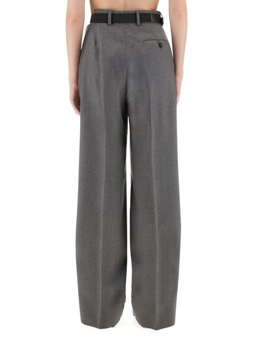 Stella Mccartney Tailored Straight-Leg Flannel Pants With Belt
