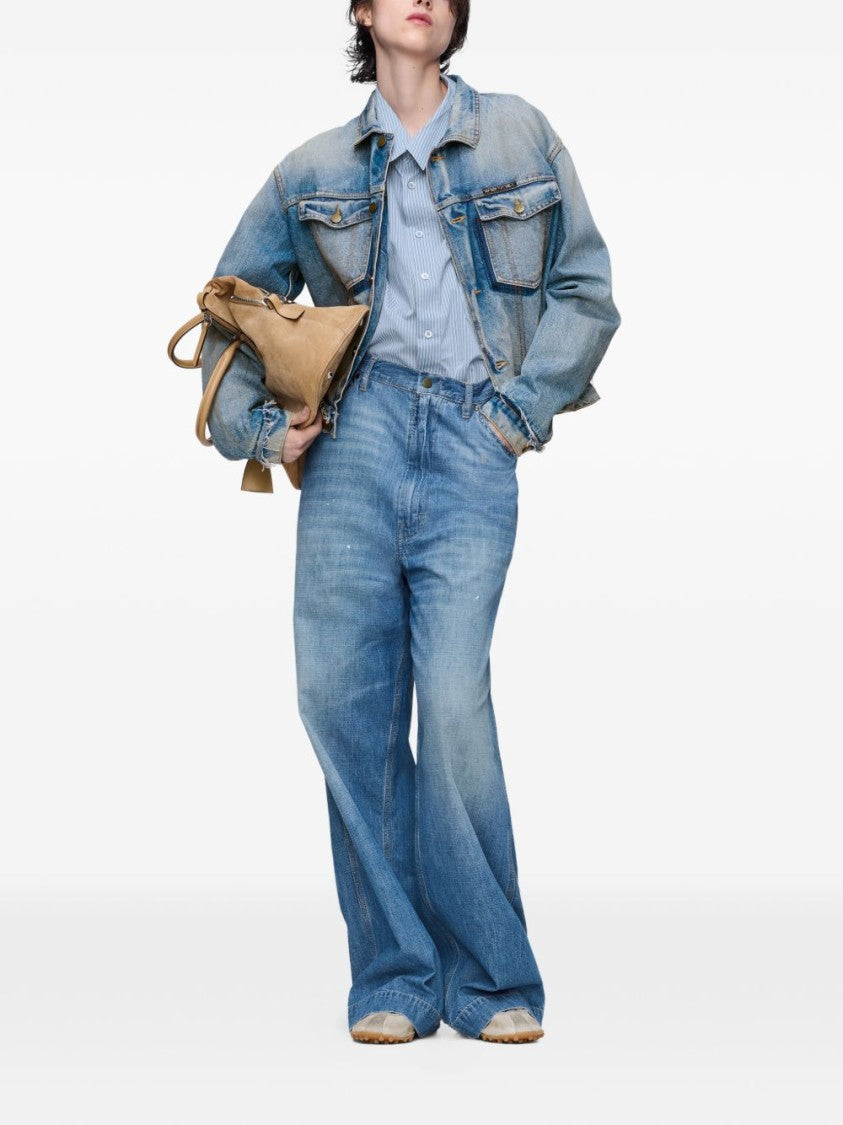 Maison Margiela Cropped Denim Jacket With Faded Wash