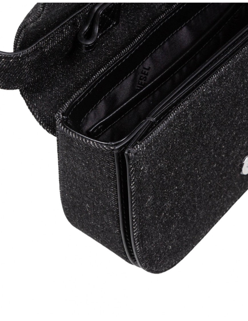 Diesel 1Dr Shoulder Bag In Denim Color Black