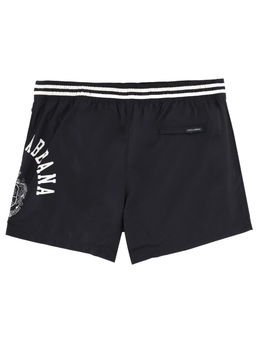 Dolce & Gabbana Black Elastic Waistband Stripe Swimwear