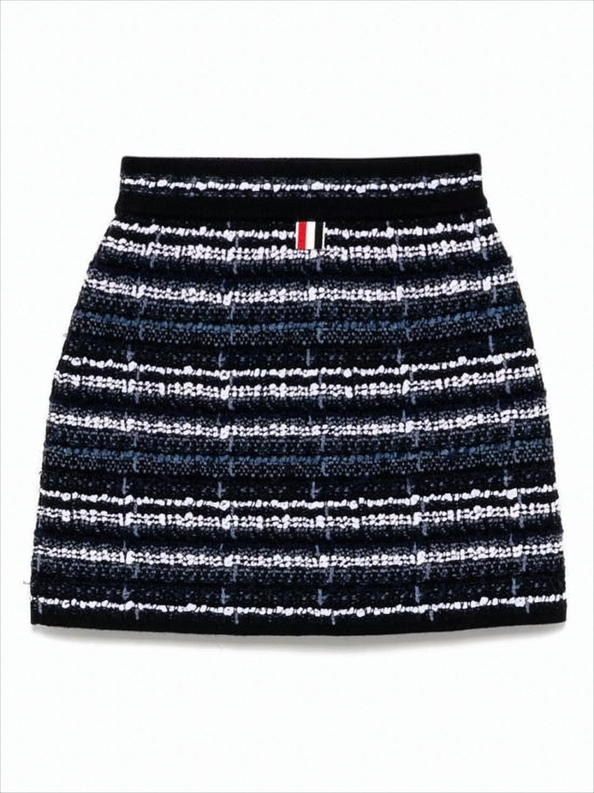 Thom Browne Textured Woven Black Miniskirt With Structured Silhouette