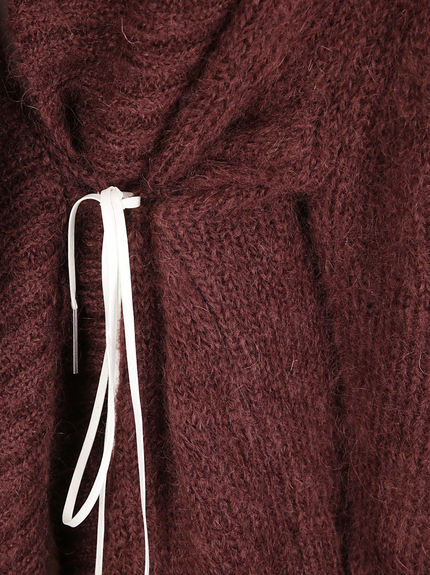 Dries Van Noten Oversized Mohair Wool Cardigan With Wide Collar And Side Ties