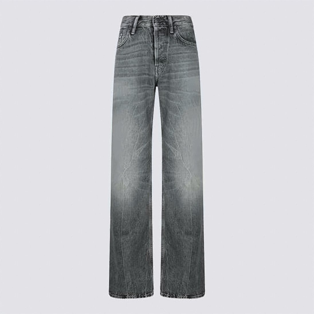 Acne Studios Faded Grey Denim Pants With Textured Weave And Classic Five-Pocket Design