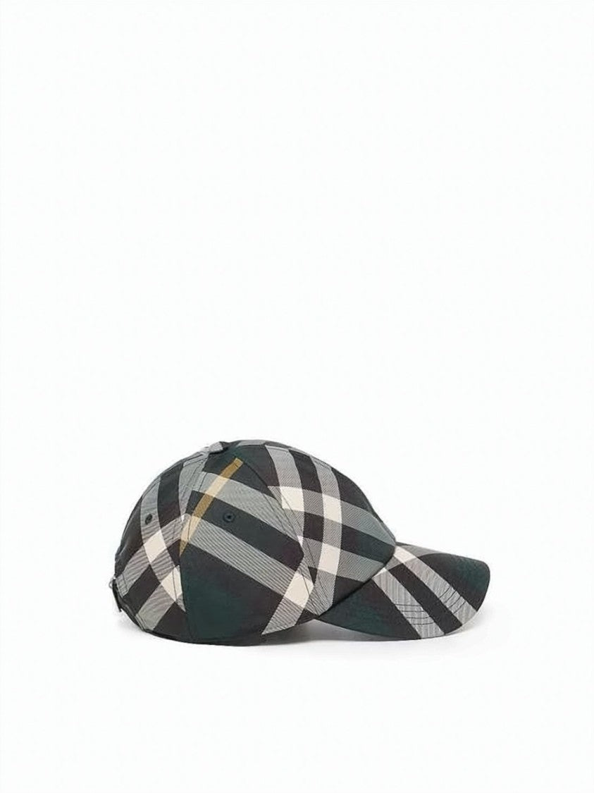 Burberry Check Pattern Baseball Cap With Curved Brim