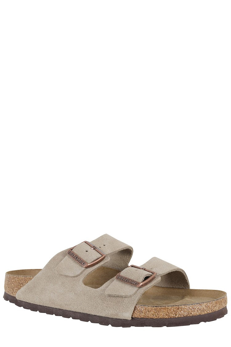 Birkenstock Dove Gray Arizona Sfb Double-Strap Suede Sandals