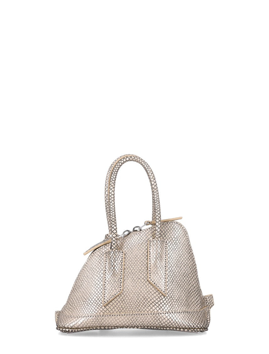 The Attico Structured Dome Silhouette Shoulder Bag With Metallic Snake Finish