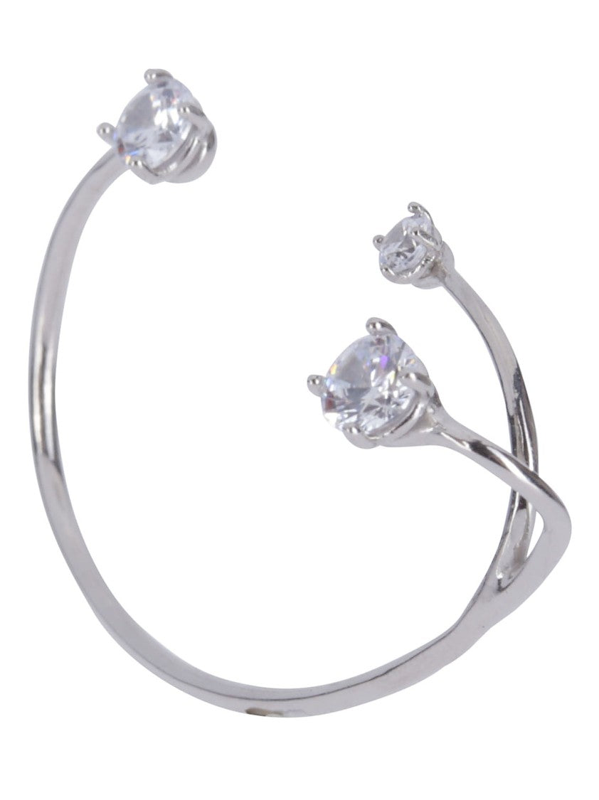 Panconesi Sculptural Silver Earcuff With Zircon Accents