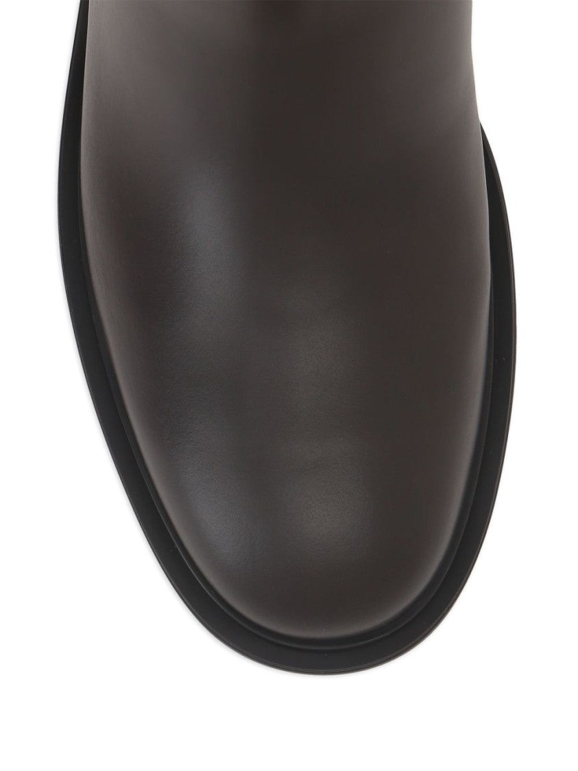 Gianvito Rossi Black Tall Calf Leather Rounded Toe Boots