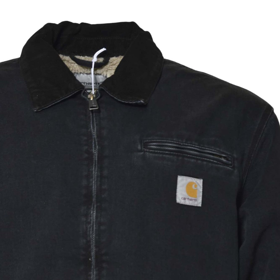 Carhartt Wip Black Zip-Up Jacket With Classic Collar And Logo Detail