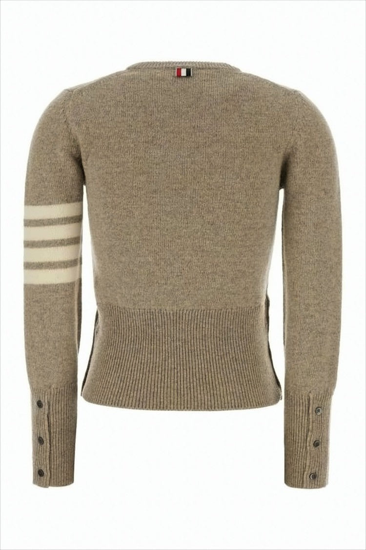 Thom Browne Cropped Wool Sweater With Ribbed Hem