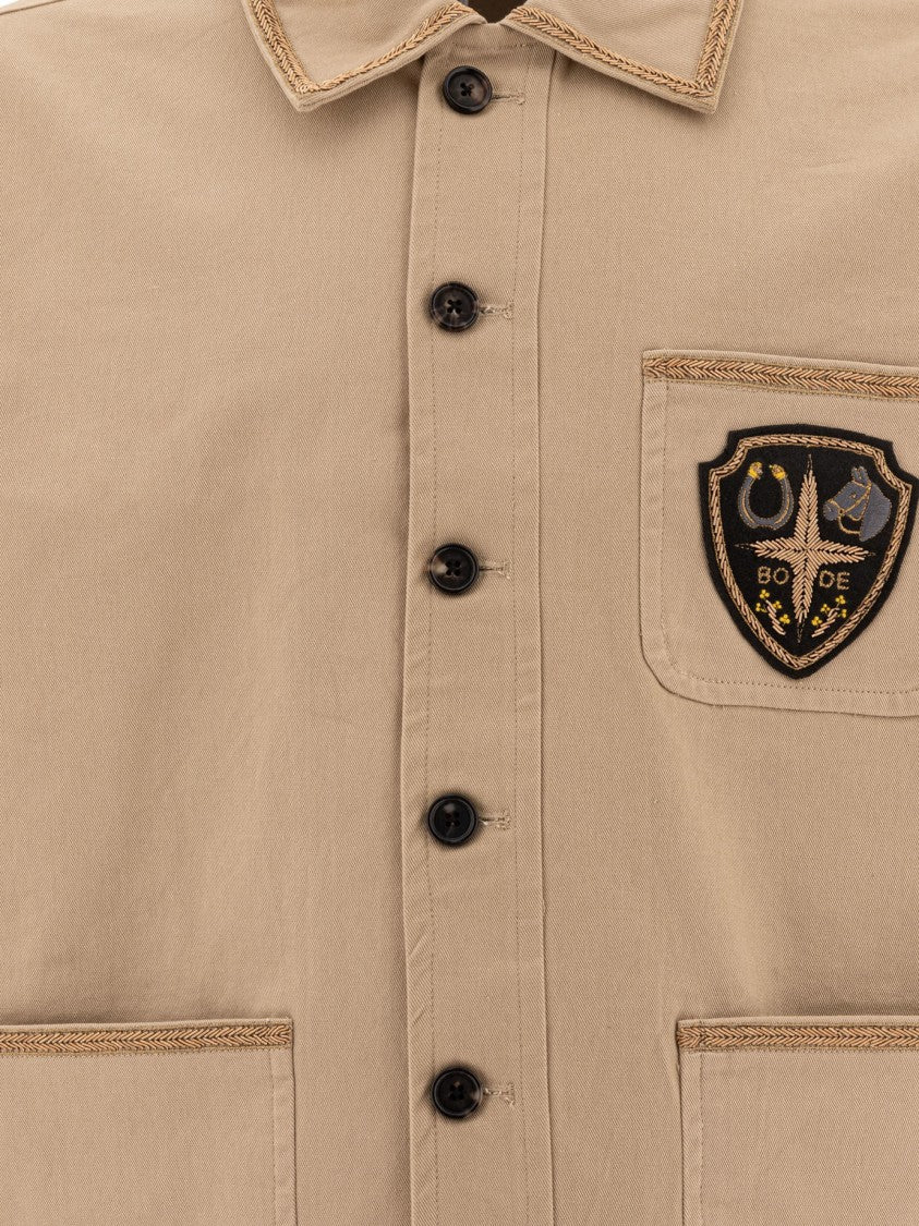 Bode Beige Cotton Jacket With Button-Up Front