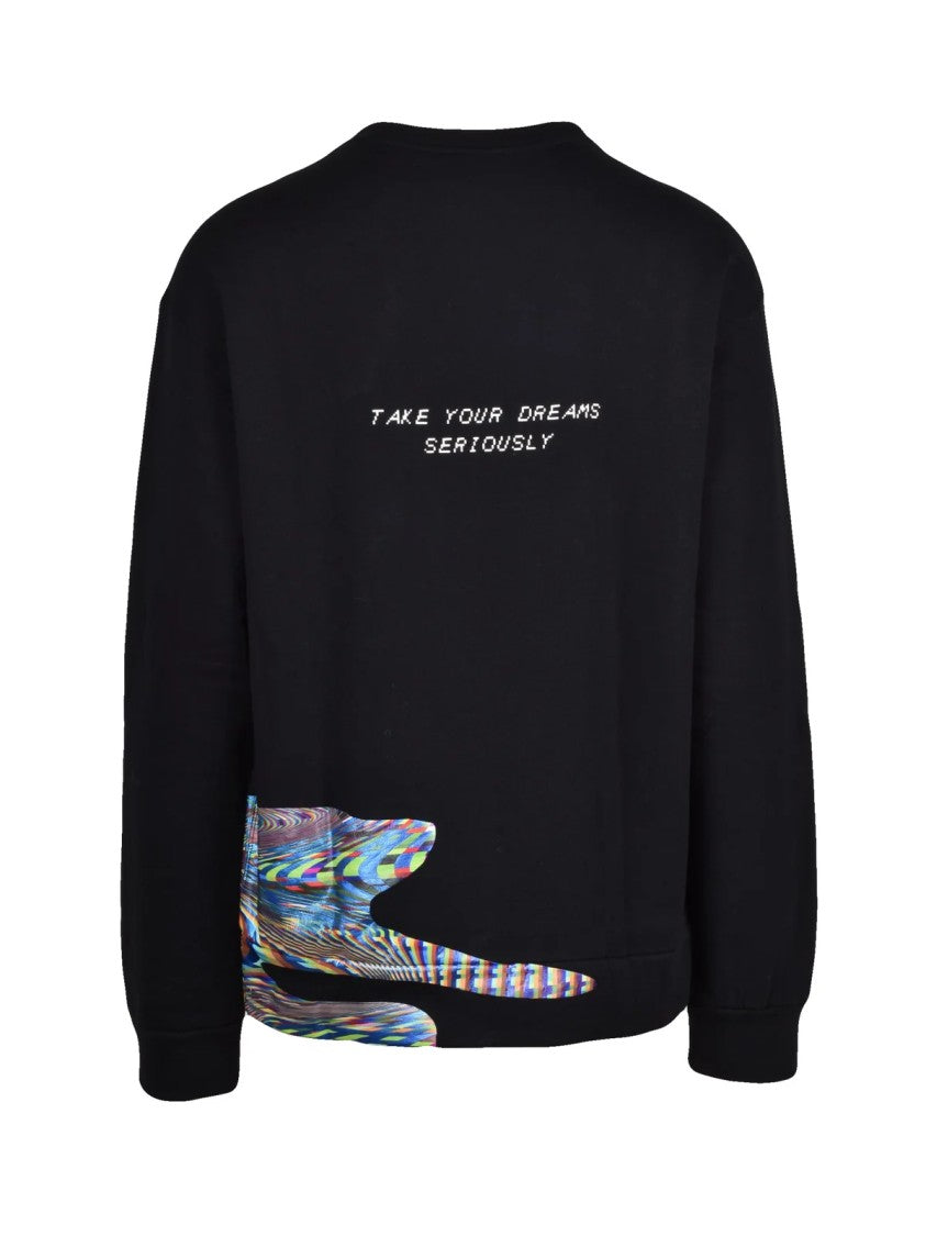 Dolce & Gabbana Black Abstract Glitch Pattern Cotton-Blend Sweatshirt