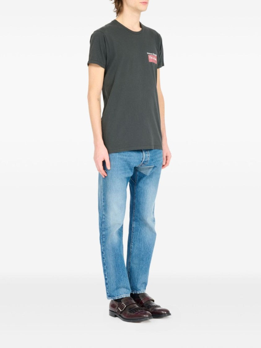 Maison Margiela Gray Cotton T-Shirt With Rectangular Patch