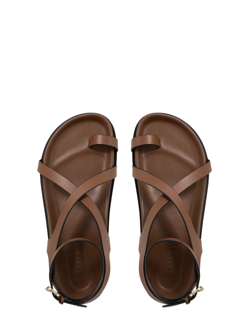 A.Emery Camel Crossover Straps Leather Sandals