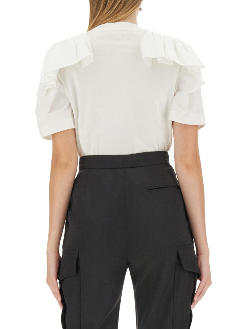 Alexander Mcqueen Ruffle Cotton T-Shirt