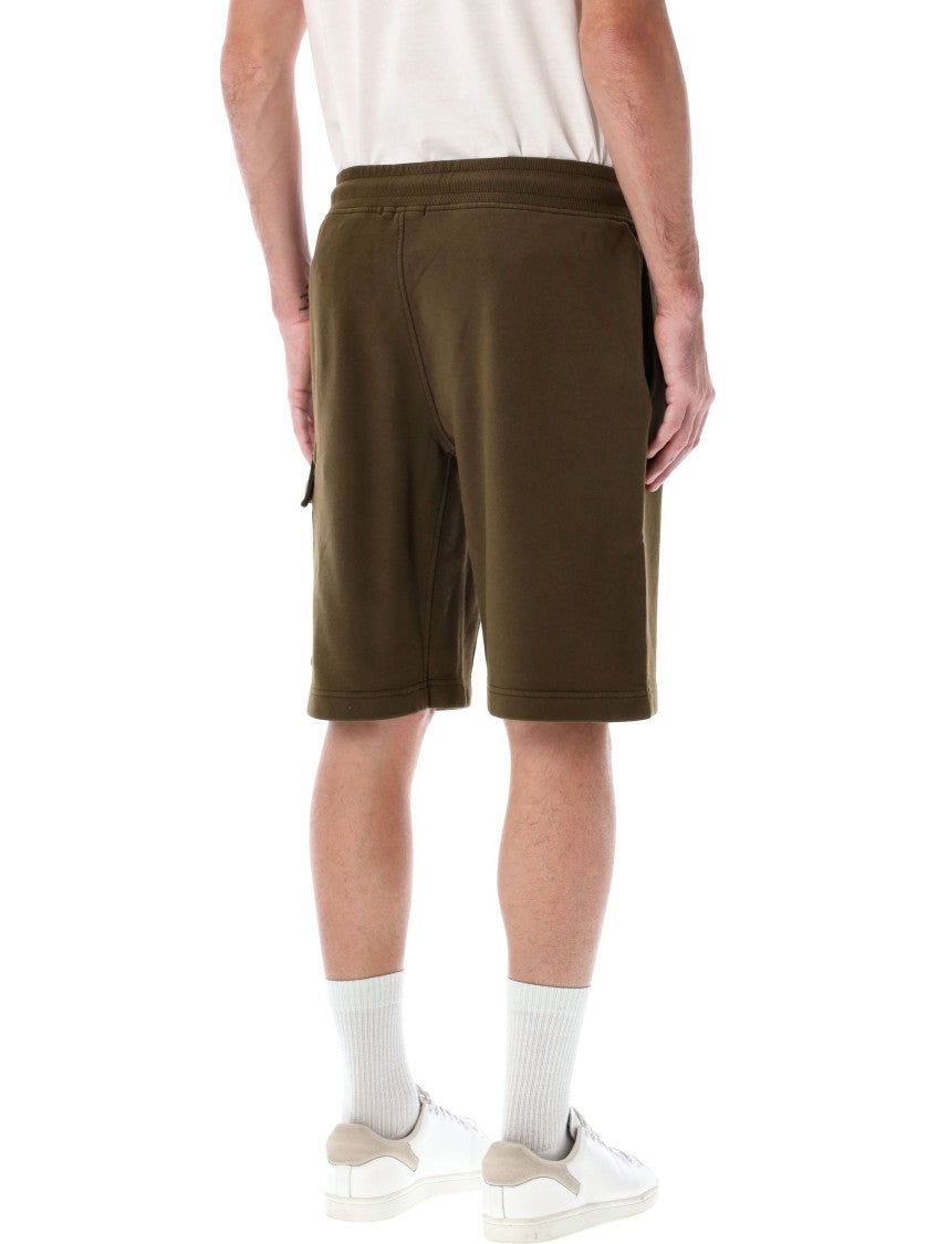 C.P. Company Cotton Diagonal Fleece Logo Shorts