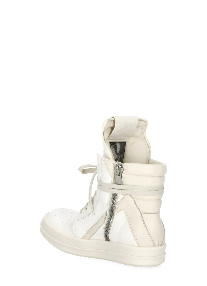 Rick Owens White High Profile Lace-Up Sneakers