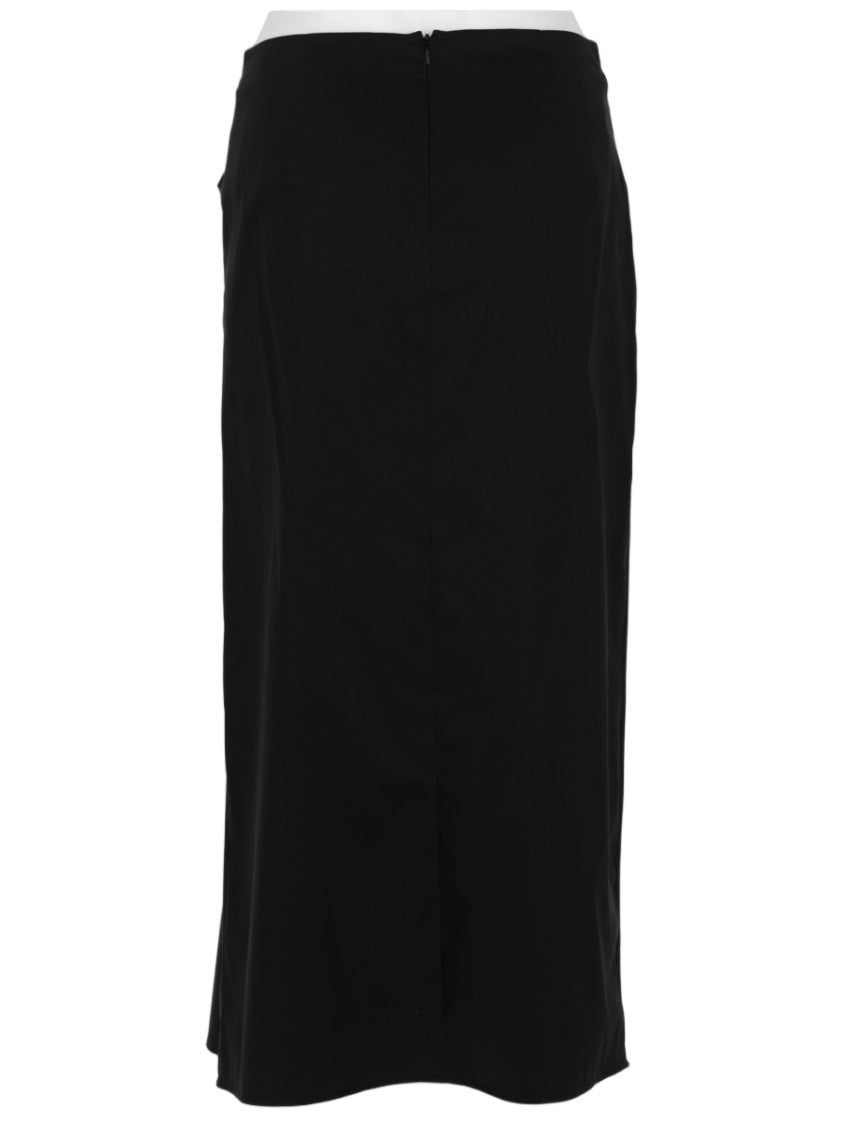 Max Mara Satin-Finish Black Midi Skirt With Asymmetrical Hem