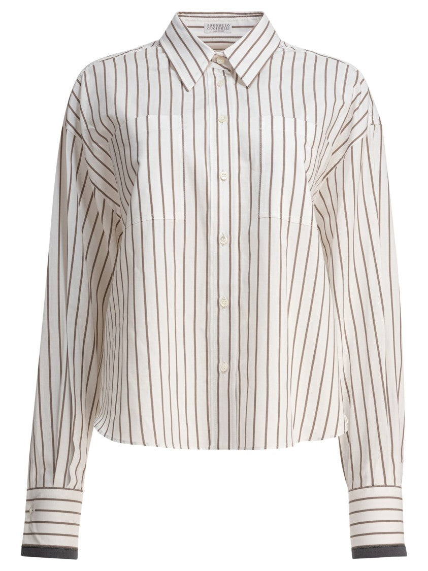 Brunello Cucinelli Vertical Stripe Cotton Shirt