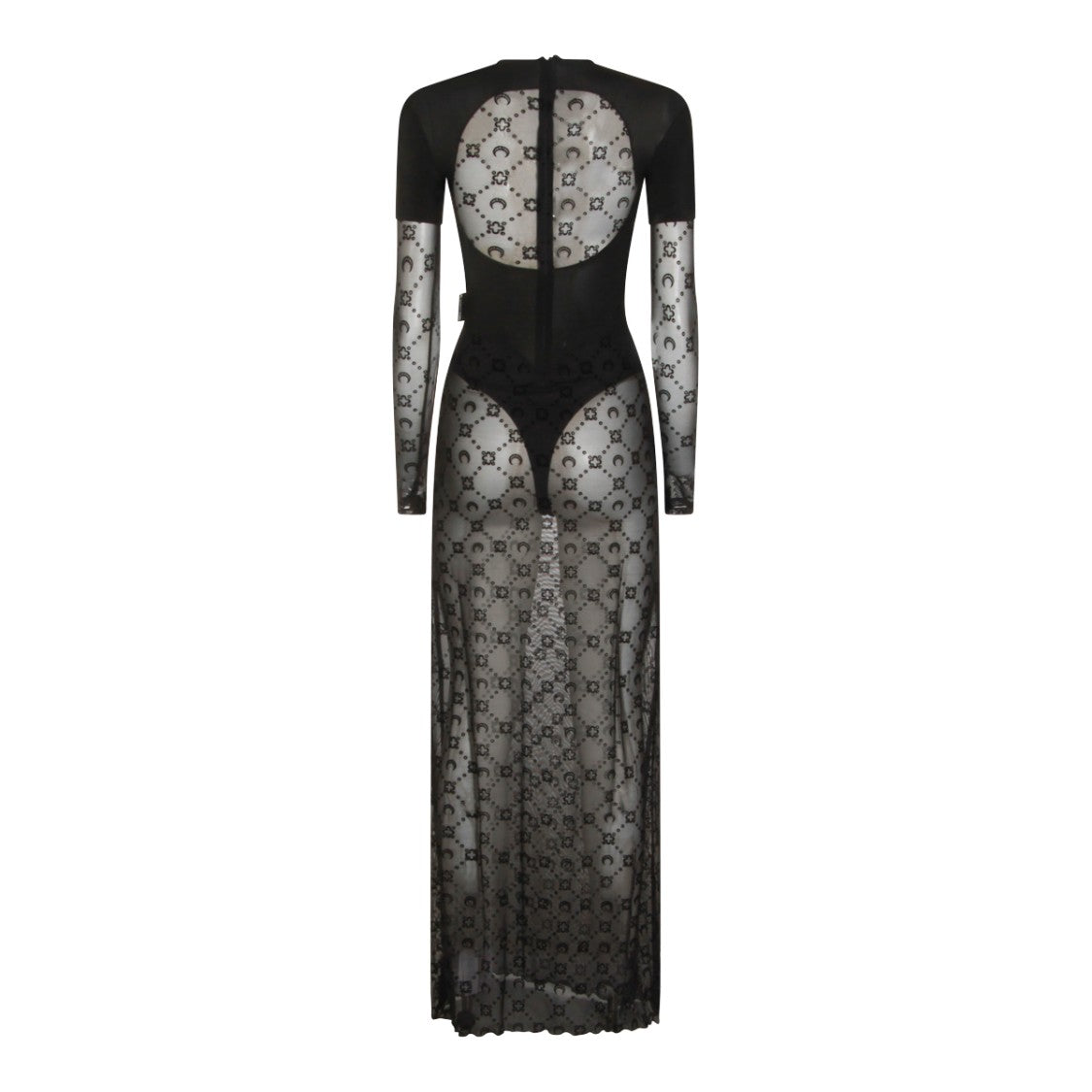 Marine Serre Opaque And Sheer Maxi Dress With Crescent Moon Motif