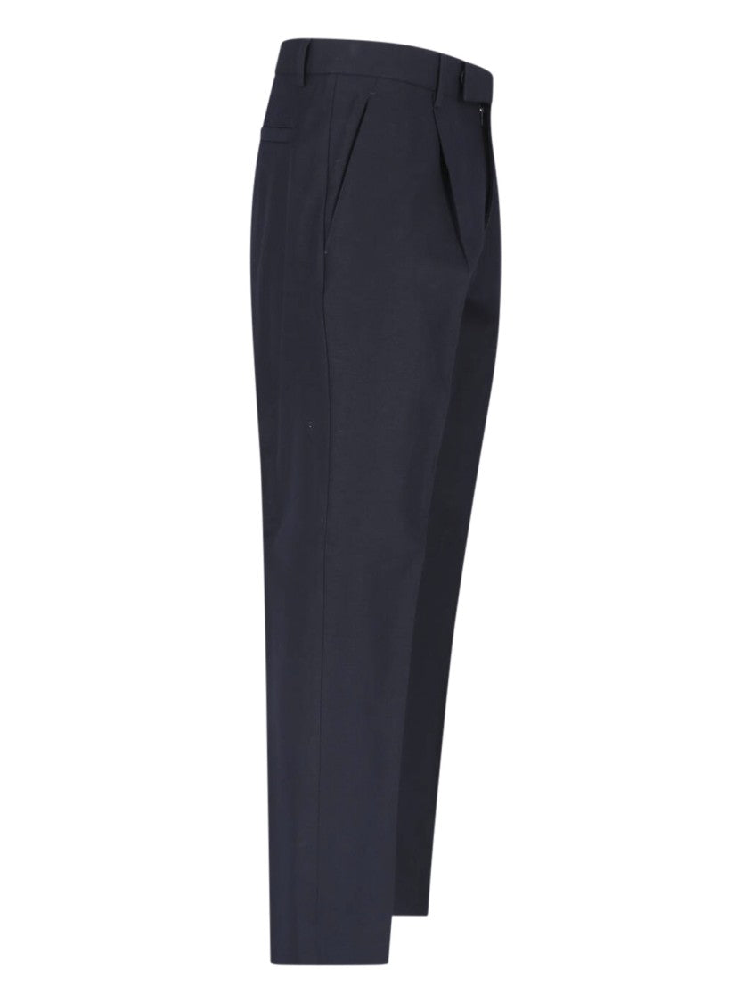 Zegna Blue Tailored Flat Front Technical Trousers