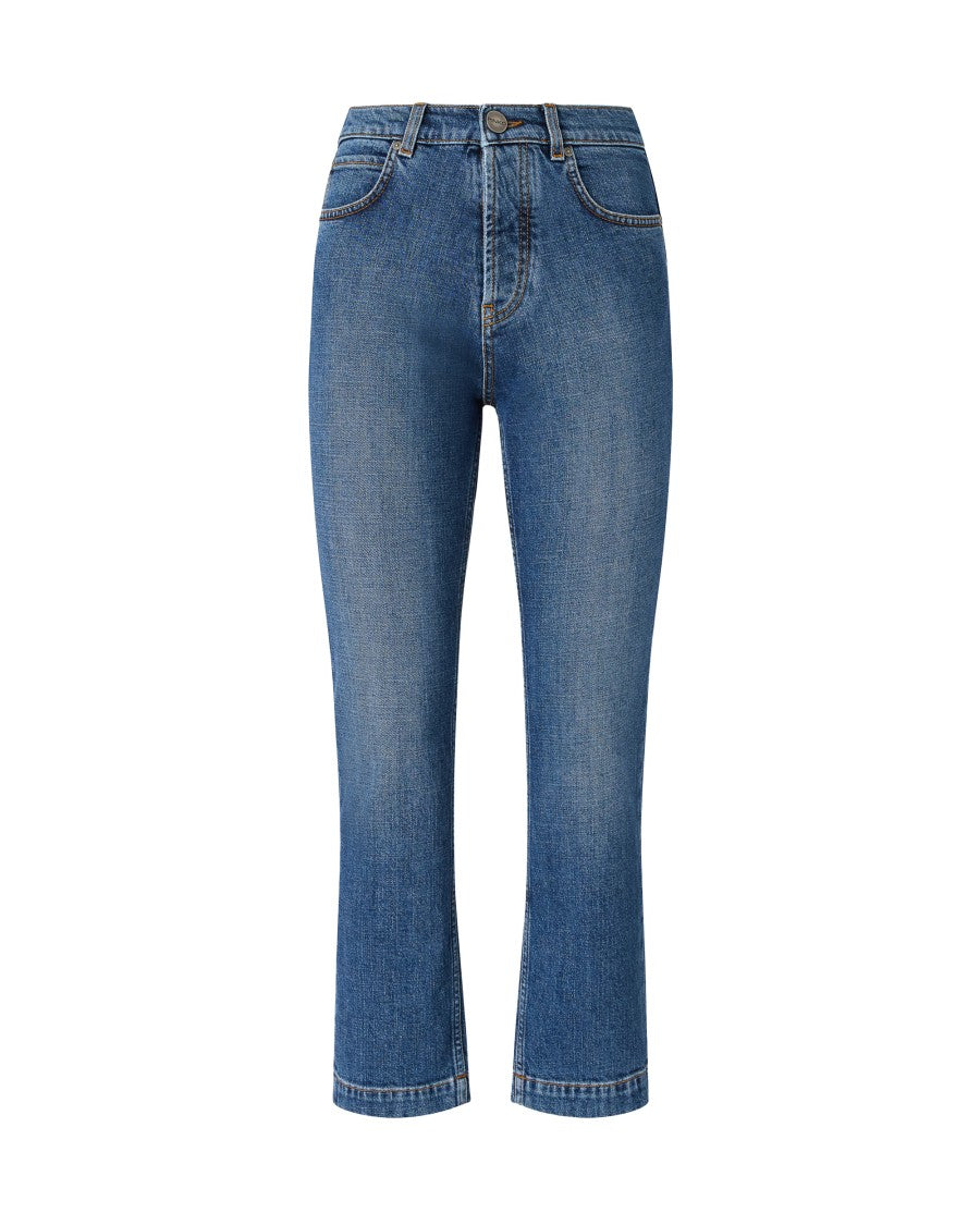 Pinko Cropped Slim Jeans With Vintage Wash And Tailored Silhouette