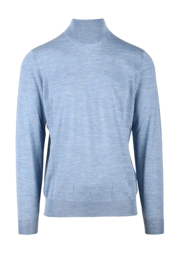 Filippo De Laurentiis Light Blue Merino Wool Men's Turtleneck
