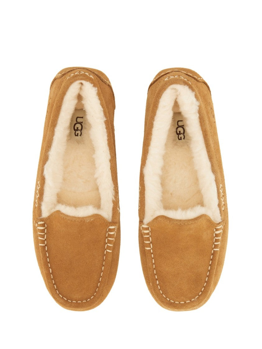 Ugg Suede Leather Slippers With Plush Shearling Lining