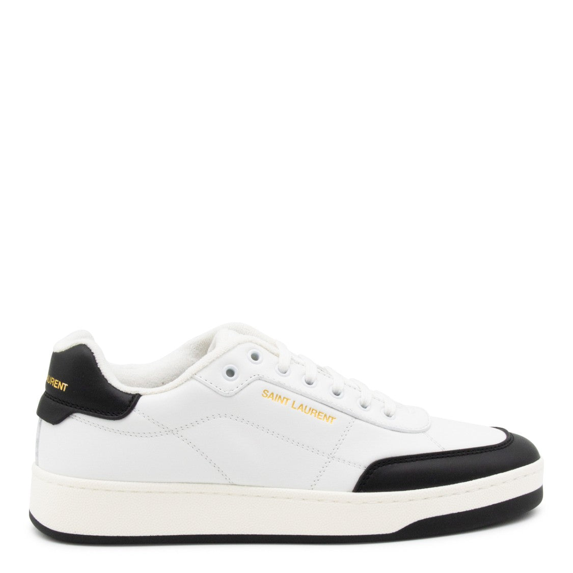 Saint Laurent Round Toe Leather Sneakers
