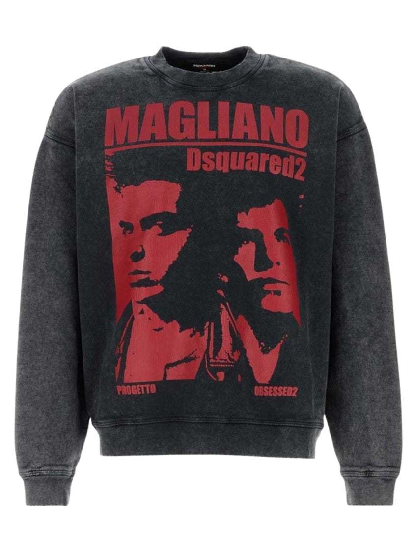 Dsquared2 X Magliano Washed Black Graphic Print Sweatshirt