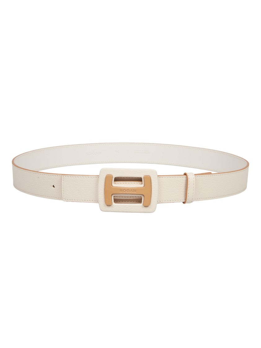 Hogan Hammered Effect Leather Belt