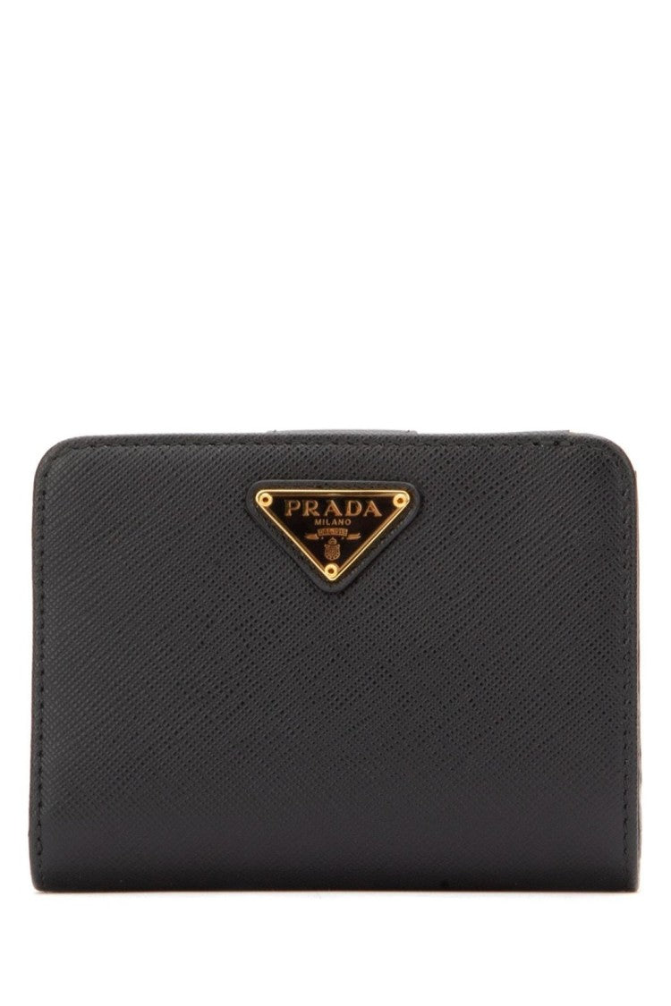 Prada Textured Leather Medium Wallet With Flap Closure
