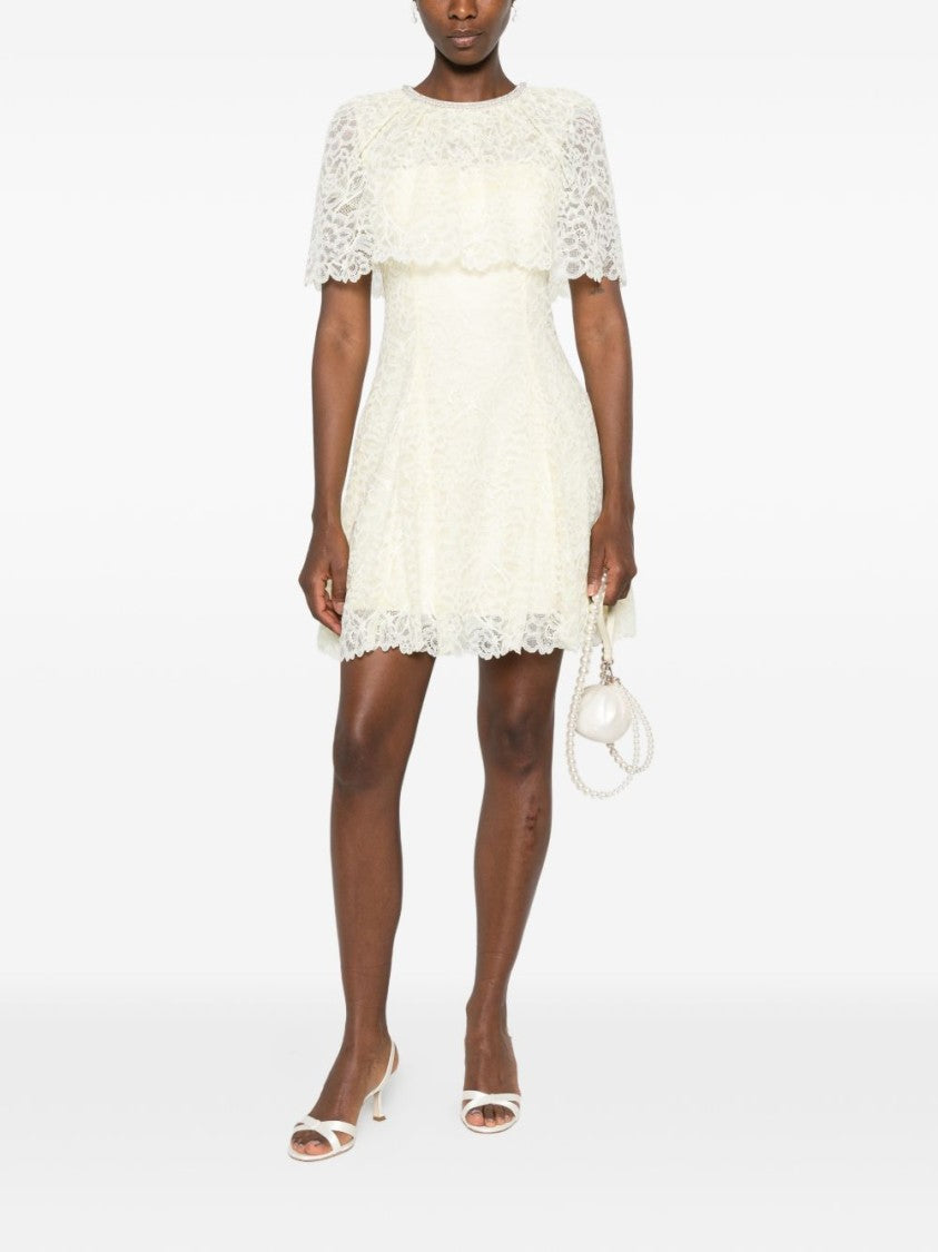 Self-Portrait Delicate Lace Scalloped Mini Dress