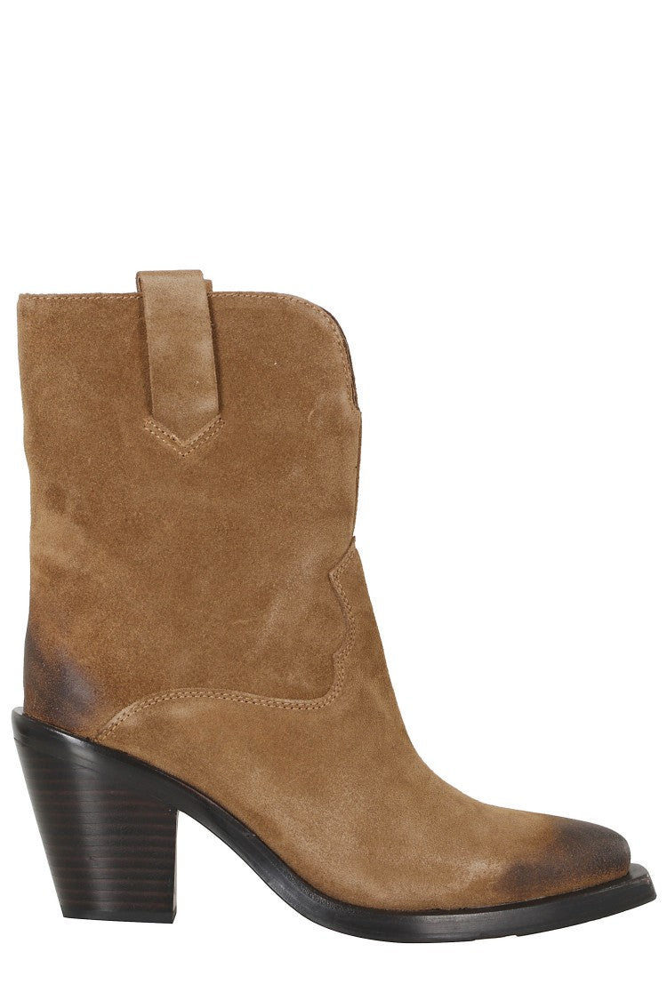 Ash Chestnut Suede Velour Ankle Boots