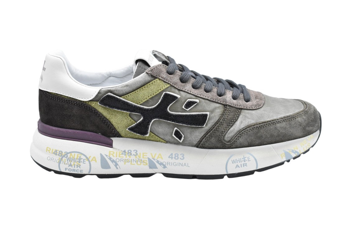 Premiata Sole Low-Top Sneakers In Grey And Green
