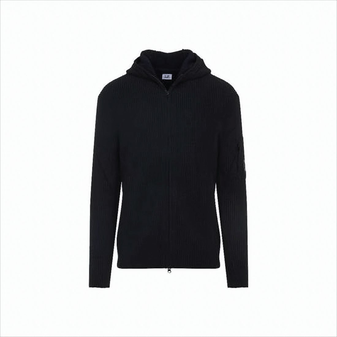 C.P. Company Ribbed Knit Zip-Up Sweater With Hood