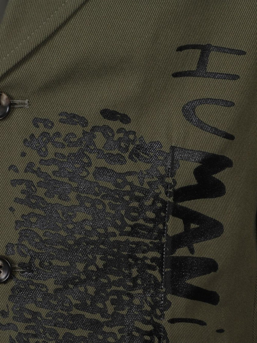 Comme Des Garçons Olive Green Cotton Printed Jacket