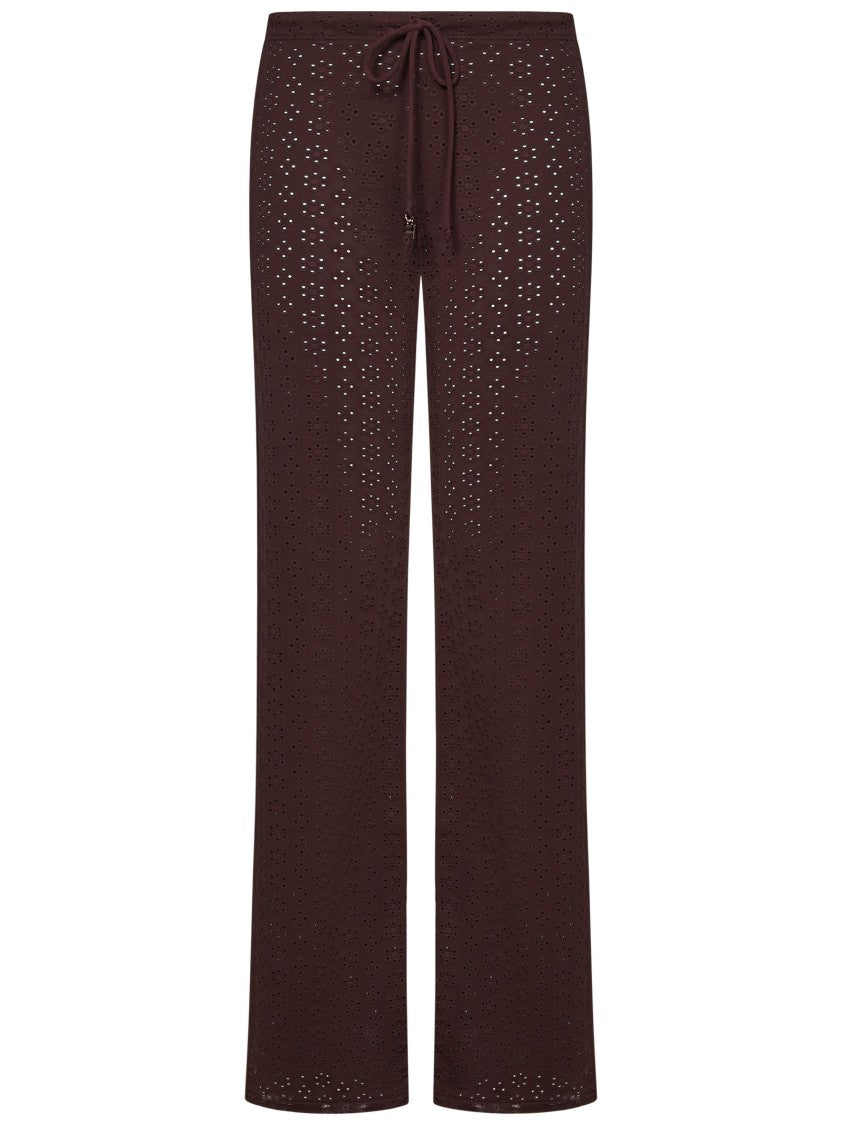 Fisico Chocolate Brown Relaxed-Fit Trousers With Sangallo Detailing