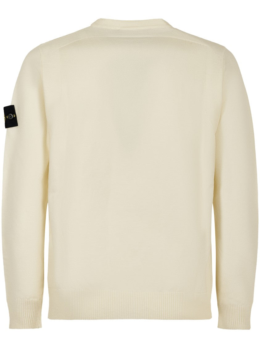 Stone Island Ribbed White Stone Island Sweater