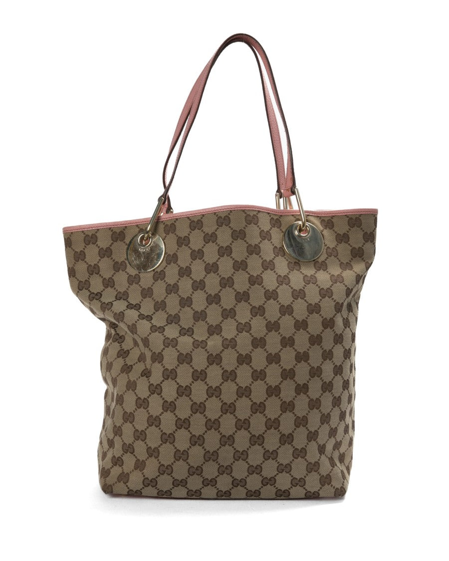 Gucci Medium Gg Supreme Vertical Tote In Pink