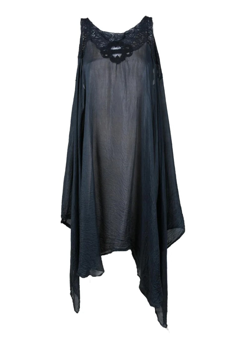 Marc Le Bihan Silk Slip Dress With Lace Trim