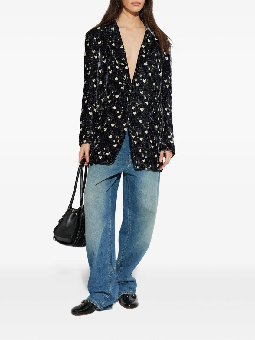 Moschino Mid-Blue Resin Treated Relaxed Fit Denim Jeans