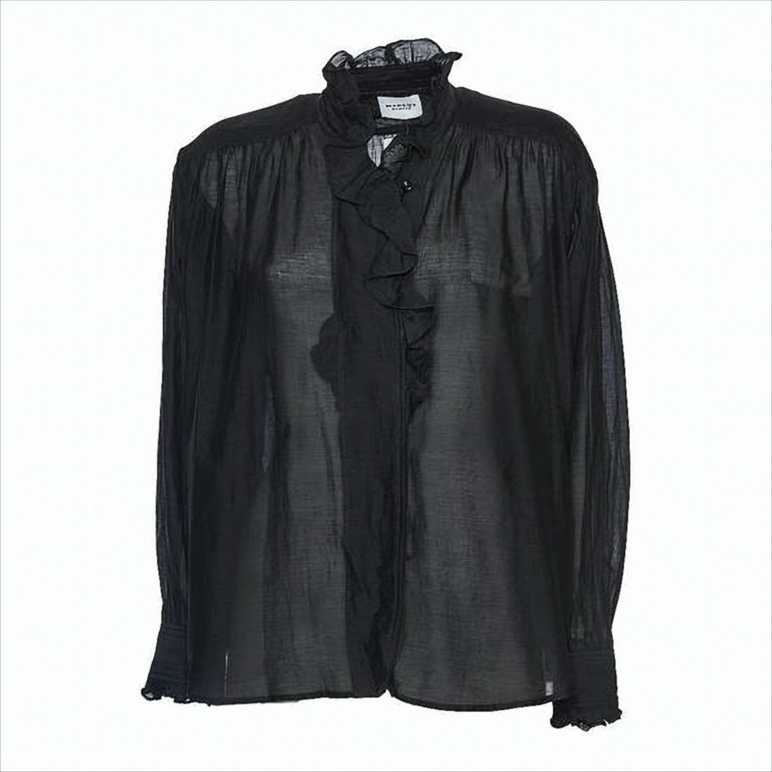 Isabel Marant Semi-Transparent Blouse With Ruffled Neckline And Puff Sleeves