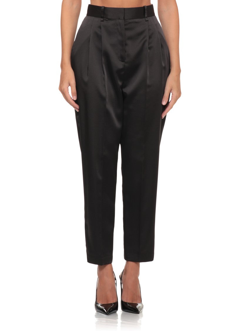 Elisabetta Franchi High-Waisted Black Silk Trousers With Tailored Silhouette