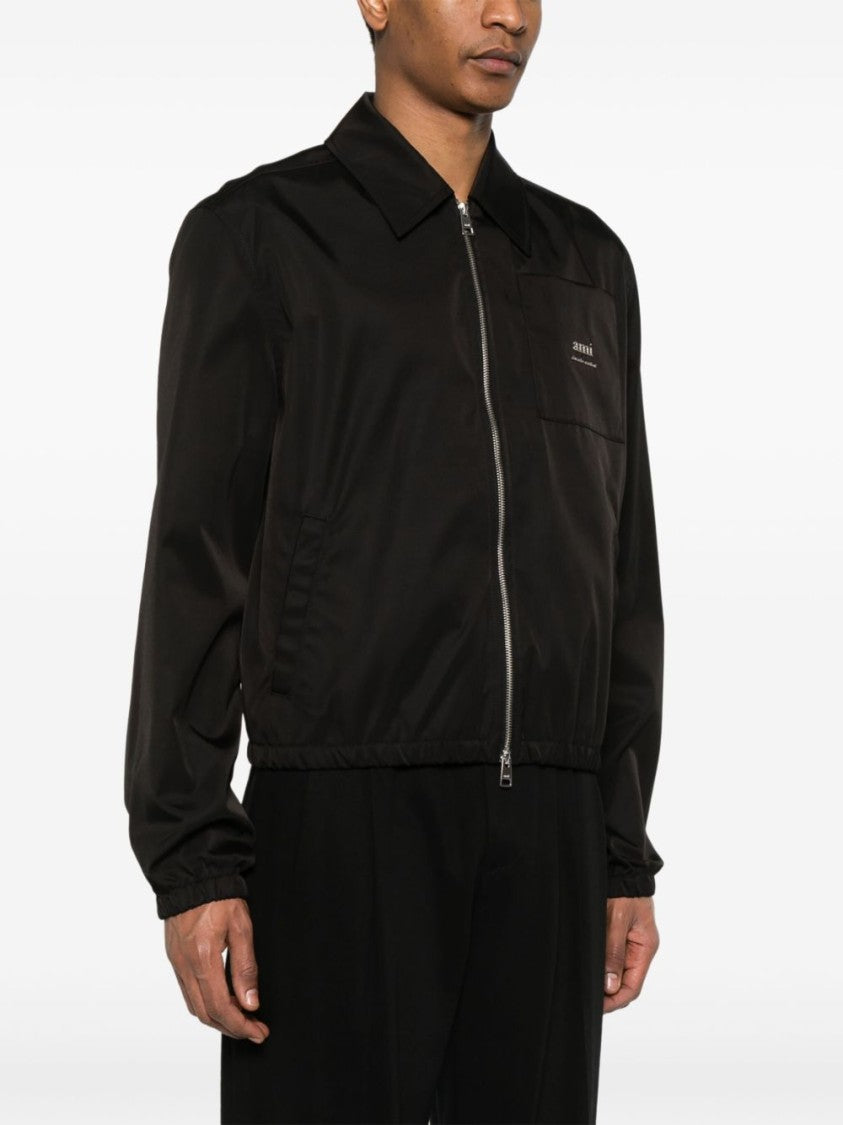 Ami Sleek Black Jacket With Versatile Two-Way Zip