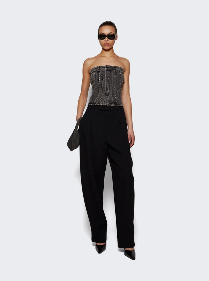 Mugler Mini Denim Spiral Curve 02 Handbag Washed Black