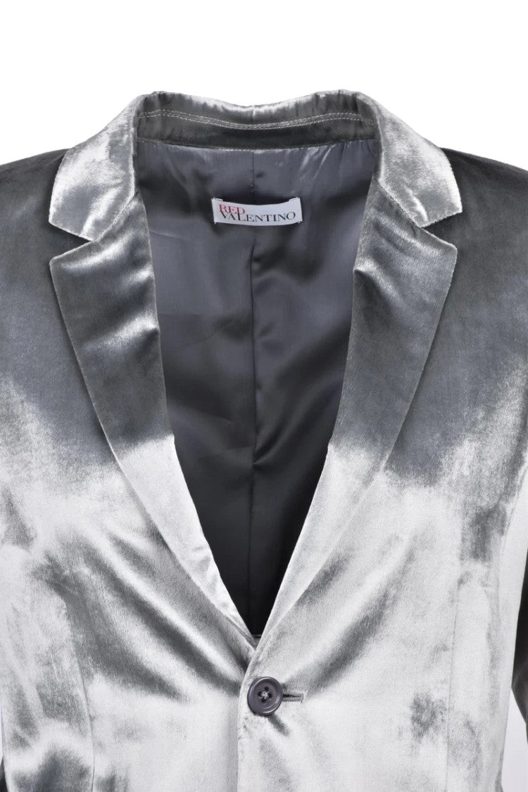 Red Valentino Velvet Jacket With Button - Grey